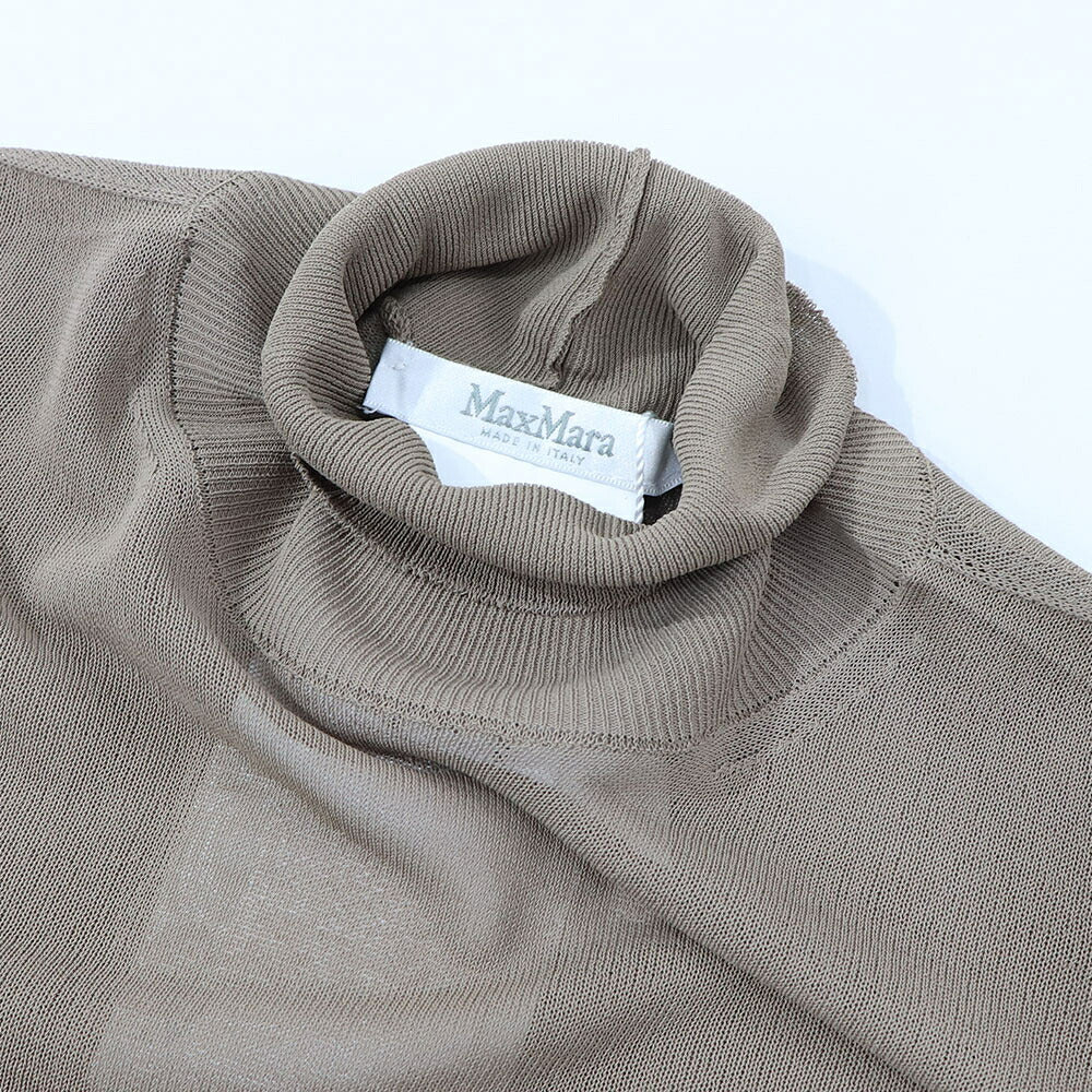 Max Mara ニット ブラウン ブラック レーヨン ハイネック シアー 11381011