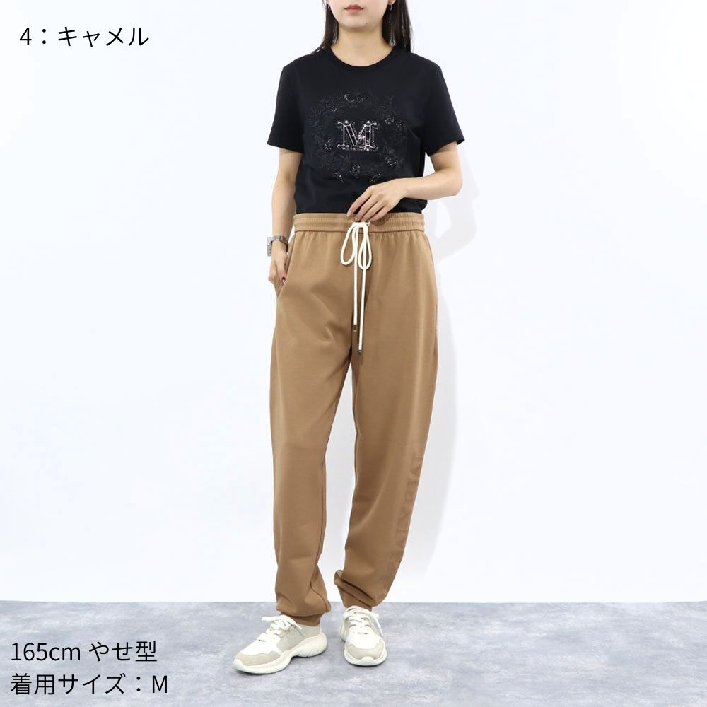Max Mara Tシャツ ブラック ビジュー ラインストーン ロゴ 半袖 11941011