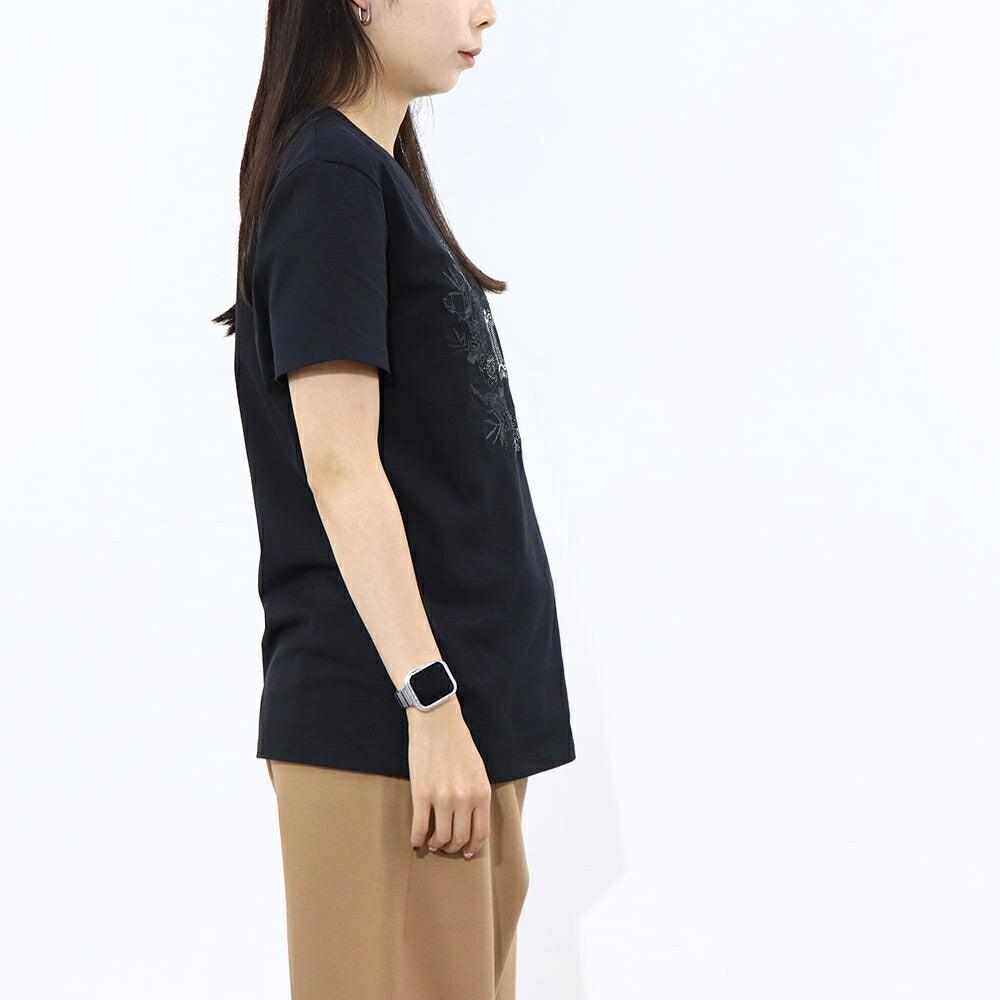 Max Mara Tシャツ ブラック ビジュー ラインストーン ロゴ 半袖 11941011