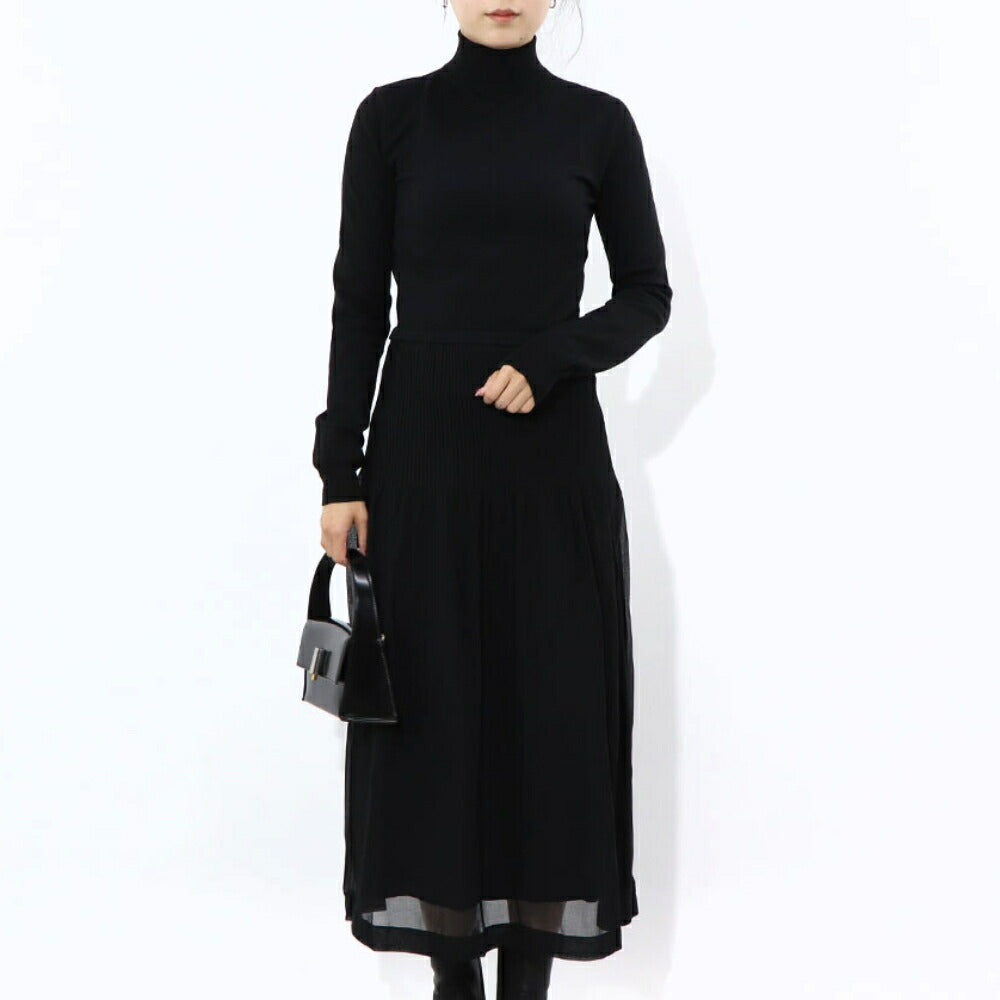 Max Mara ワンピース ブラック ニットワンピース ハイネック 無地 ロング丈 12210931