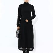 Max Mara ワンピース ブラック ニットワンピース ハイネック 無地 ロング丈 12210931