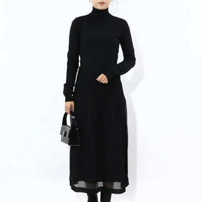 Max Mara ワンピース ブラック ニットワンピース ハイネック 無地 ロング丈 12210931