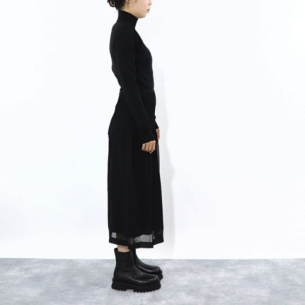 Max Mara ワンピース ブラック ニットワンピース ハイネック 無地 ロング丈 12210931