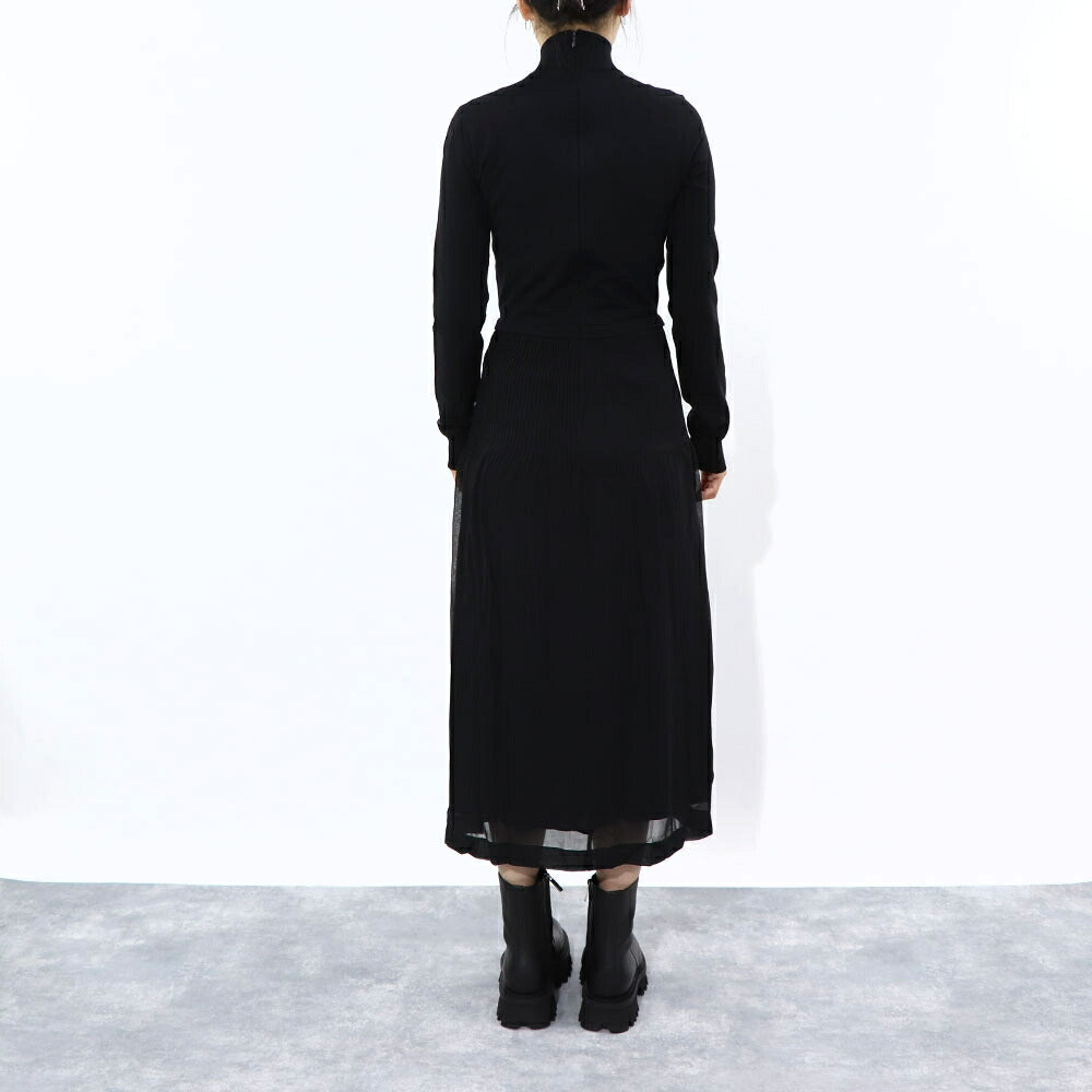 Max Mara ワンピース ブラック ニットワンピース ハイネック 無地 ロング丈 12210931