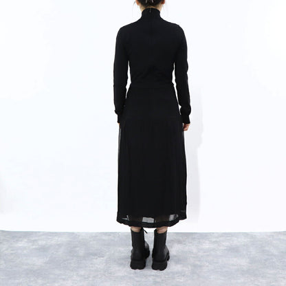 Max Mara ワンピース ブラック ニットワンピース ハイネック 無地 ロング丈 12210931