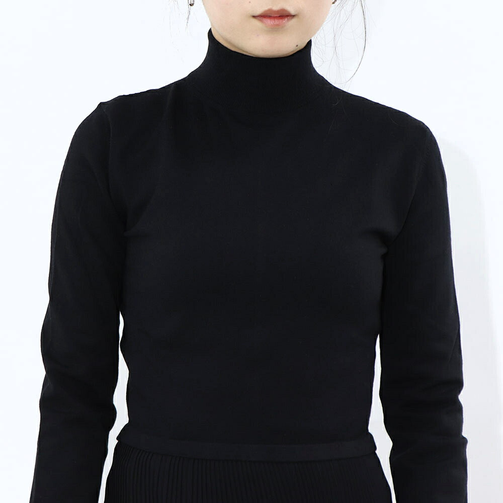 Max Mara ワンピース ブラック ニットワンピース ハイネック 無地 ロング丈 12210931