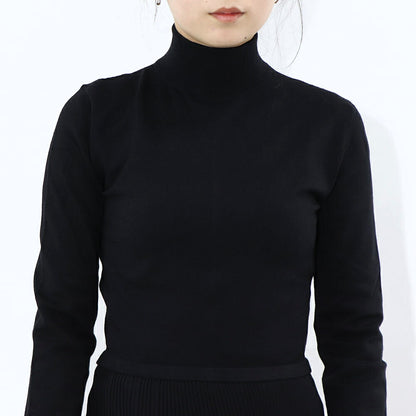 Max Mara ワンピース ブラック ニットワンピース ハイネック 無地 ロング丈 12210931