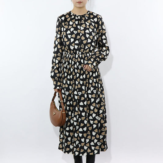 Max Mara ブラック系 ハート柄 ロングワンピース 12211731