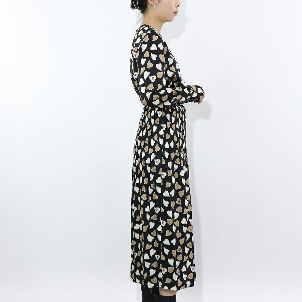 Max Mara ブラック系 ハート柄 ロングワンピース 12211731