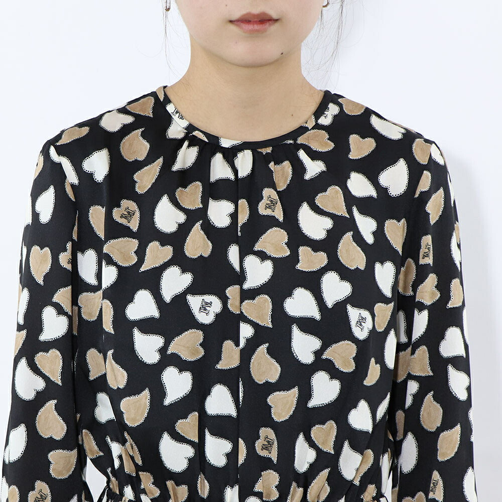 Max Mara ブラック系 ハート柄 ロングワンピース 12211731