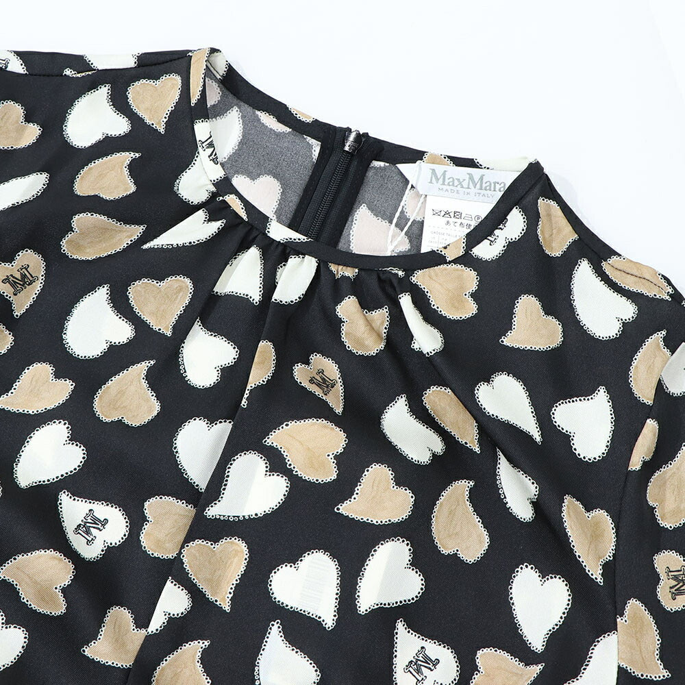 Max Mara ブラック系 ハート柄 ロングワンピース 12211731