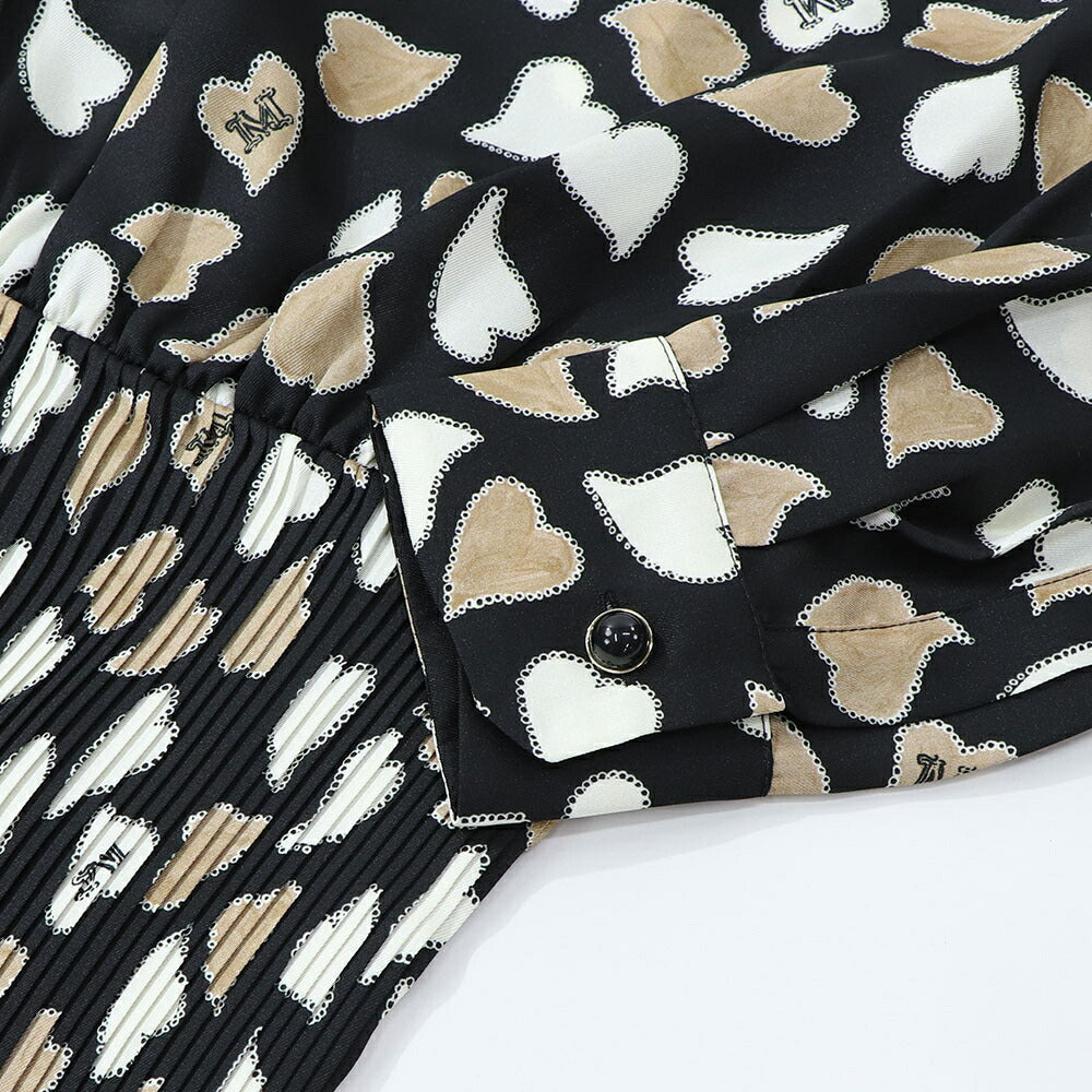 Max Mara ブラック系 ハート柄 ロングワンピース 12211731
