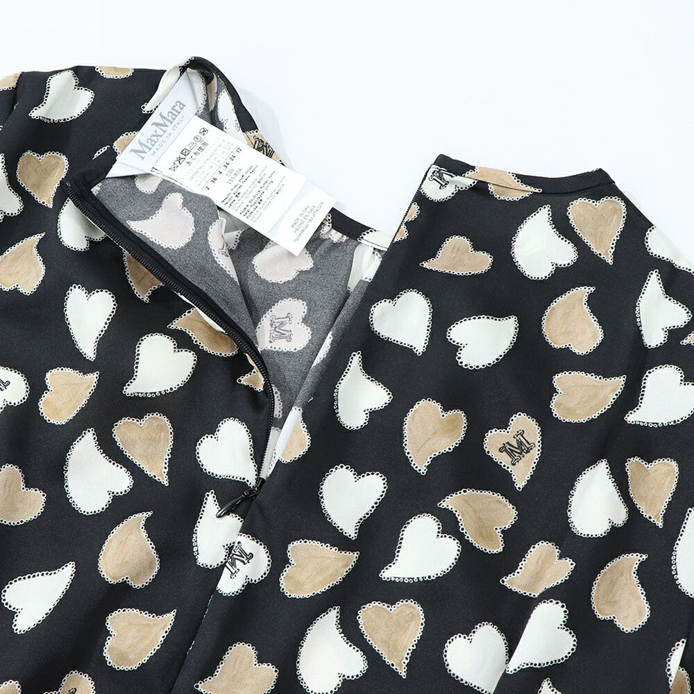Max Mara ブラック系 ハート柄 ロングワンピース 12211731