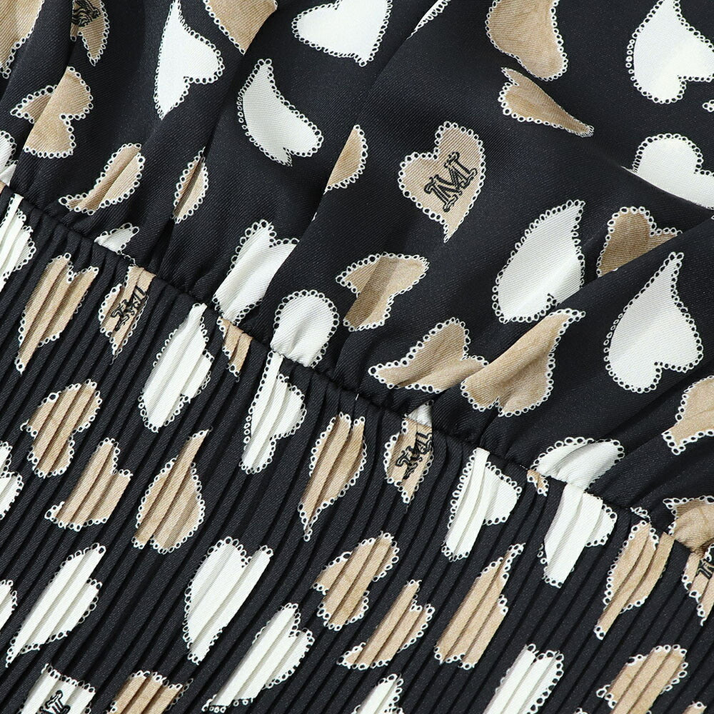 Max Mara ブラック系 ハート柄 ロングワンピース 12211731
