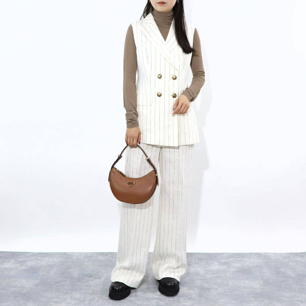 Max Mara オフホワイト リネン キュプラ ストライプ ジレ セットアップ 12810132