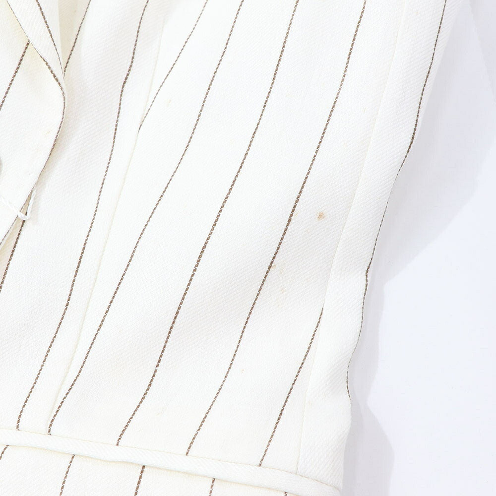 Max Mara オフホワイト リネン キュプラ ストライプ ジレ セットアップ 12810132