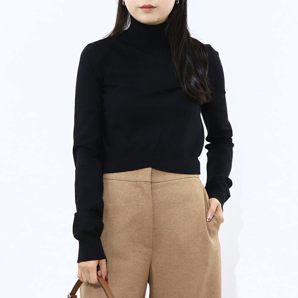 Max Mara ニット ブラック ウール ナイロン クロップド丈 ハイネック 13611031
