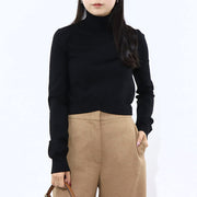 Max Mara ニット ブラック ウール ナイロン クロップド丈 ハイネック 13611031