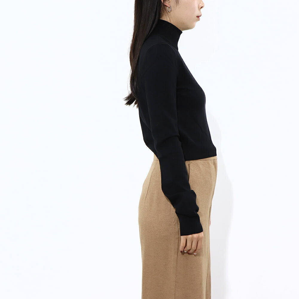 Max Mara ニット ブラック ウール ナイロン クロップド丈 ハイネック 13611031