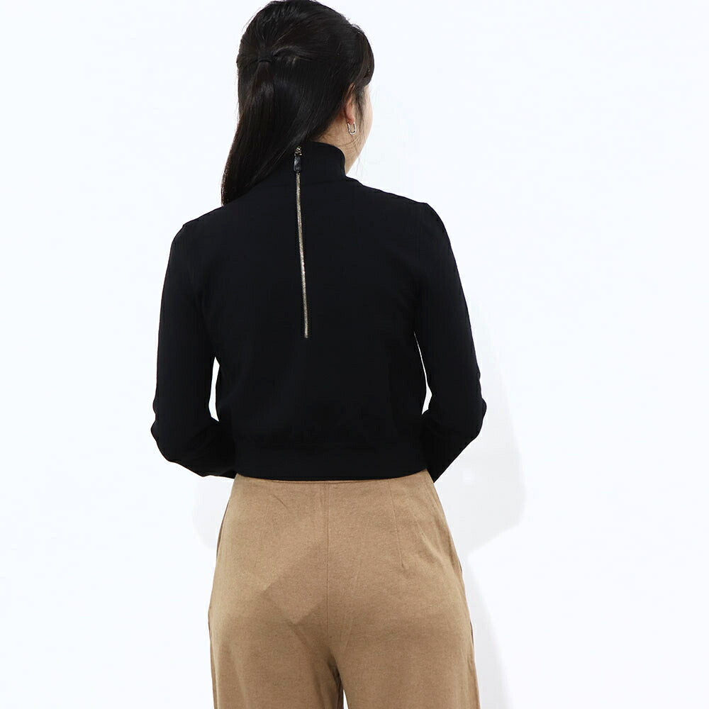 Max Mara ニット ブラック ウール ナイロン クロップド丈 ハイネック 13611031