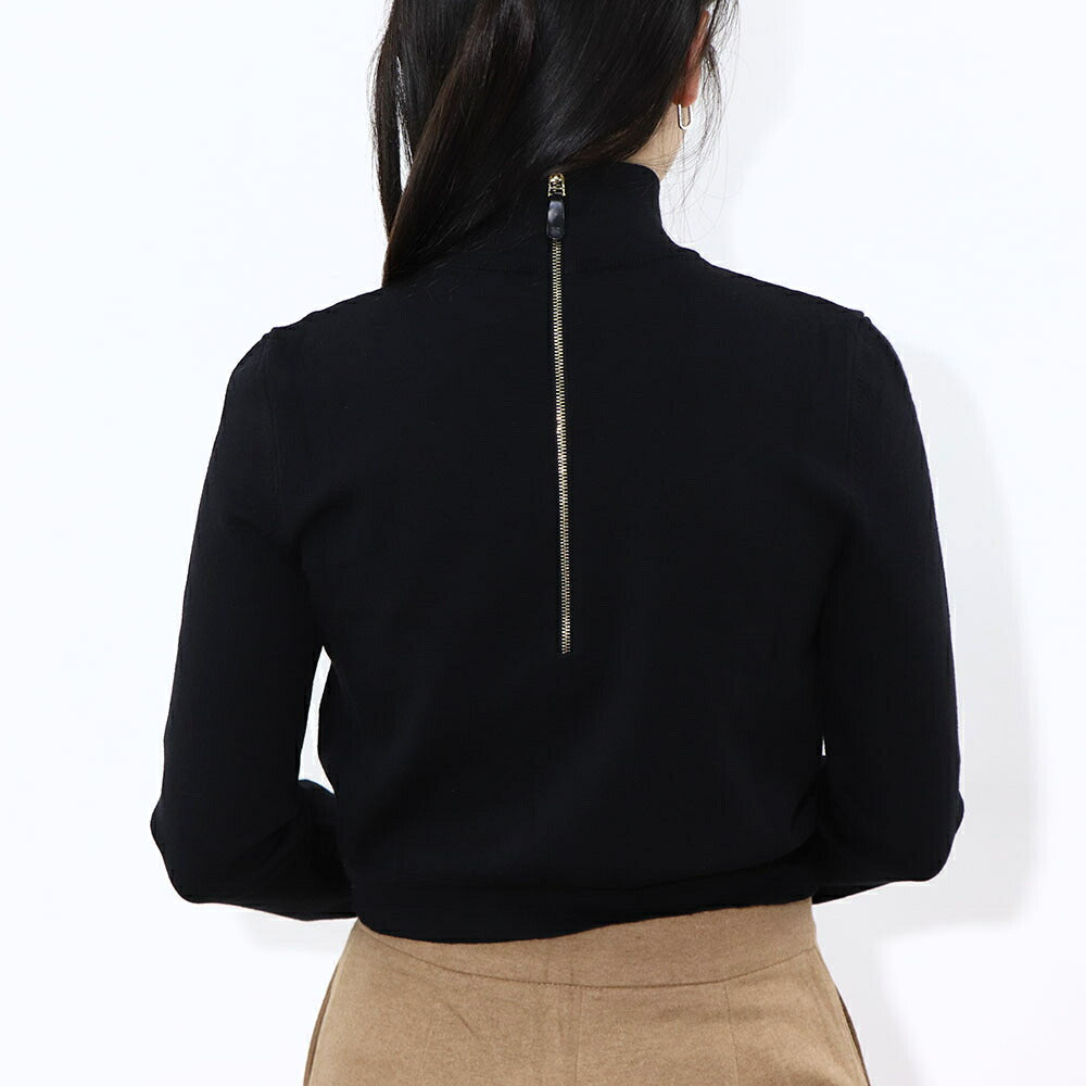 Max Mara ニット ブラック ウール ナイロン クロップド丈 ハイネック 13611031
