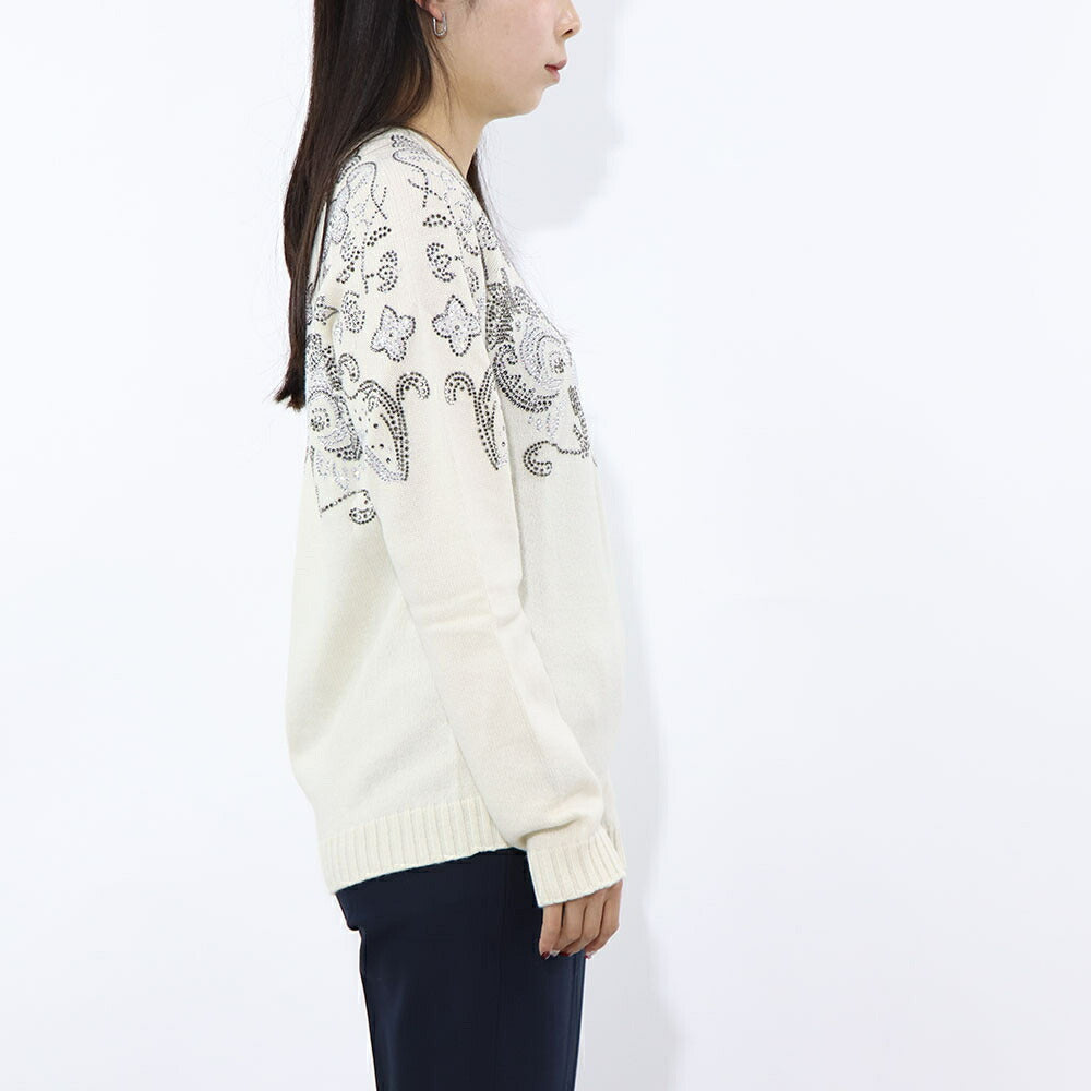 Max Mara ニット ホワイト ウール カシミヤ ラインストーン キラキラ 13661133