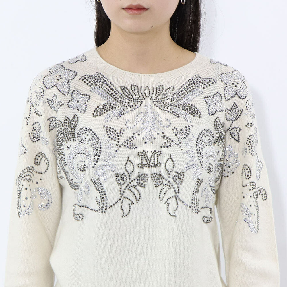 Max Mara ニット ホワイト ウール カシミヤ ラインストーン キラキラ 13661133
