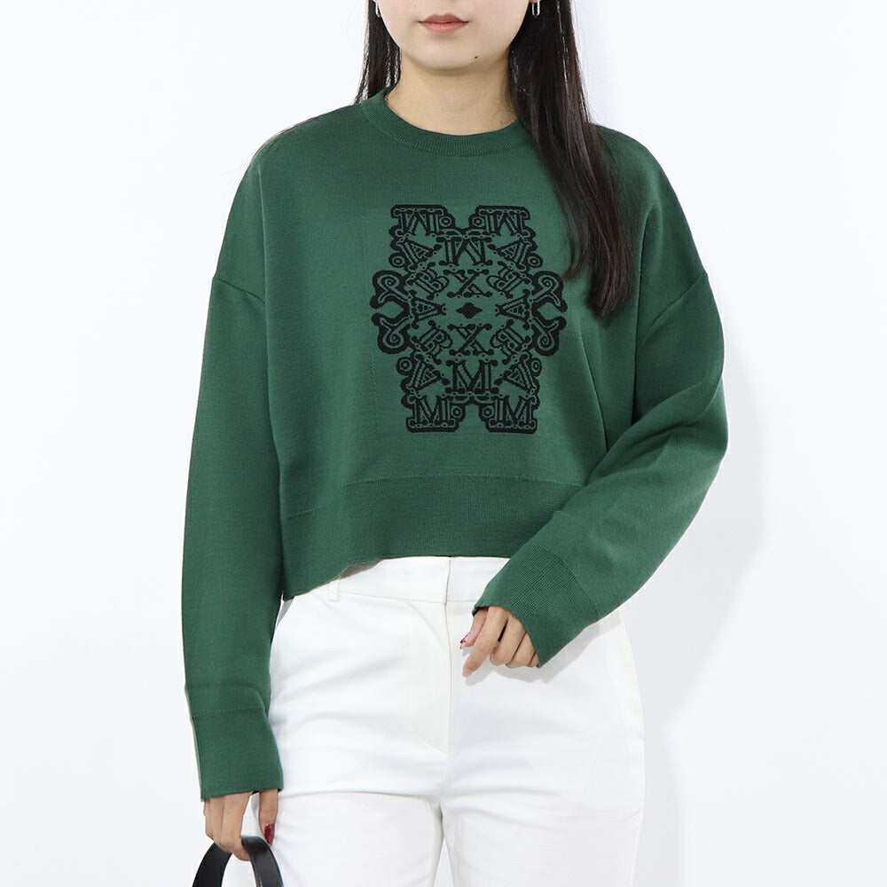 Max Mara ニット グリーン ロゴ クロップド丈 13661239