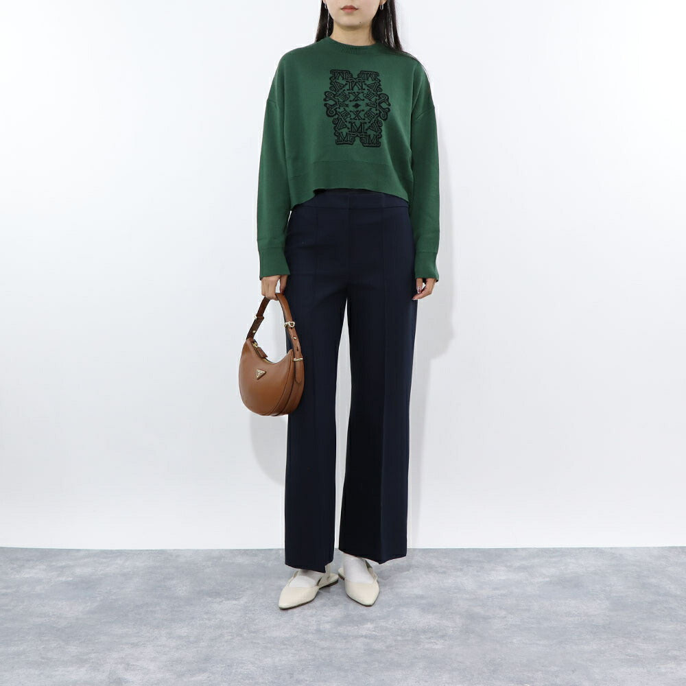 Max Mara ニット グリーン ロゴ クロップド丈 13661239