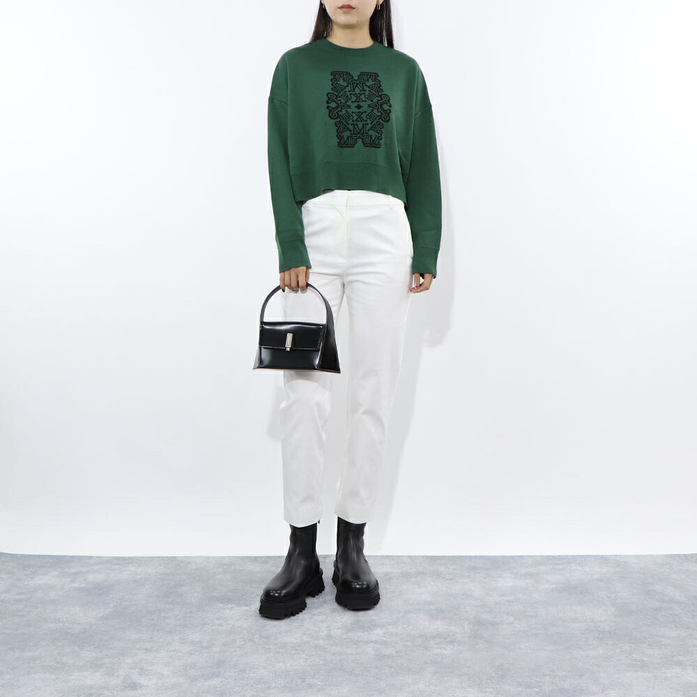 Max Mara ニット グリーン ロゴ クロップド丈 13661239