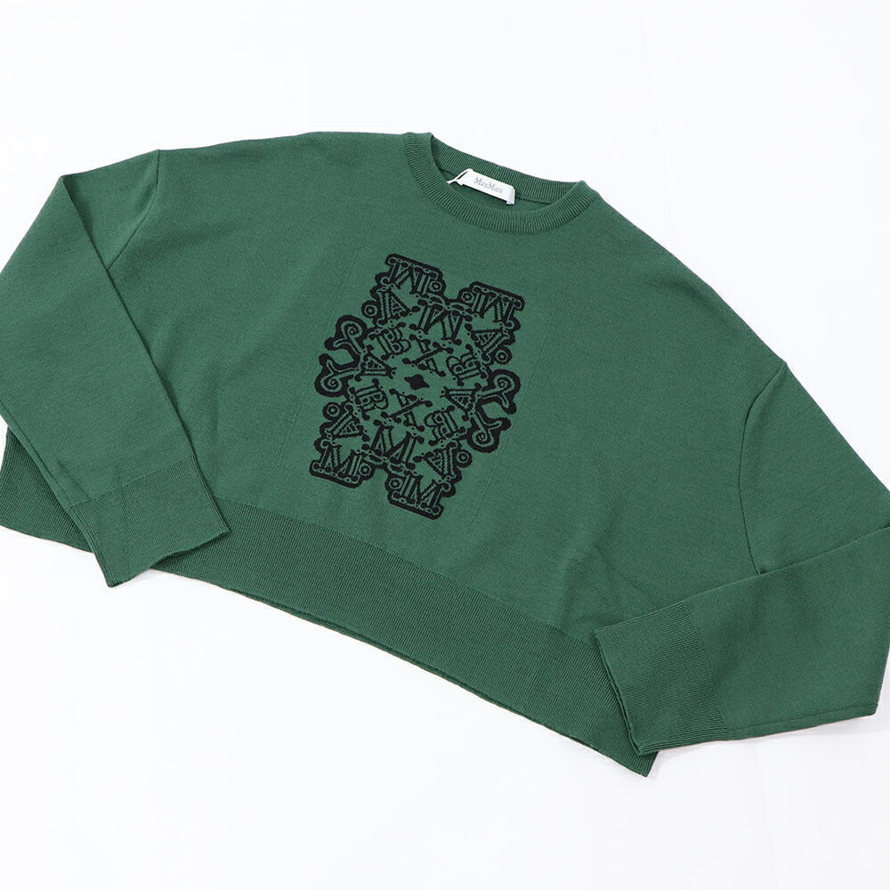 Max Mara ニット グリーン ロゴ クロップド丈 13661239