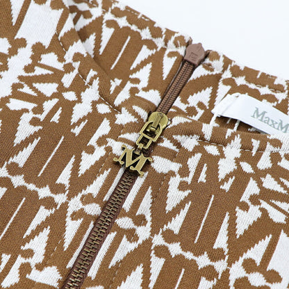 Max Mara ワンピース ホワイト×ブラウン 半袖 ロングワンピース ロゴ 16210132