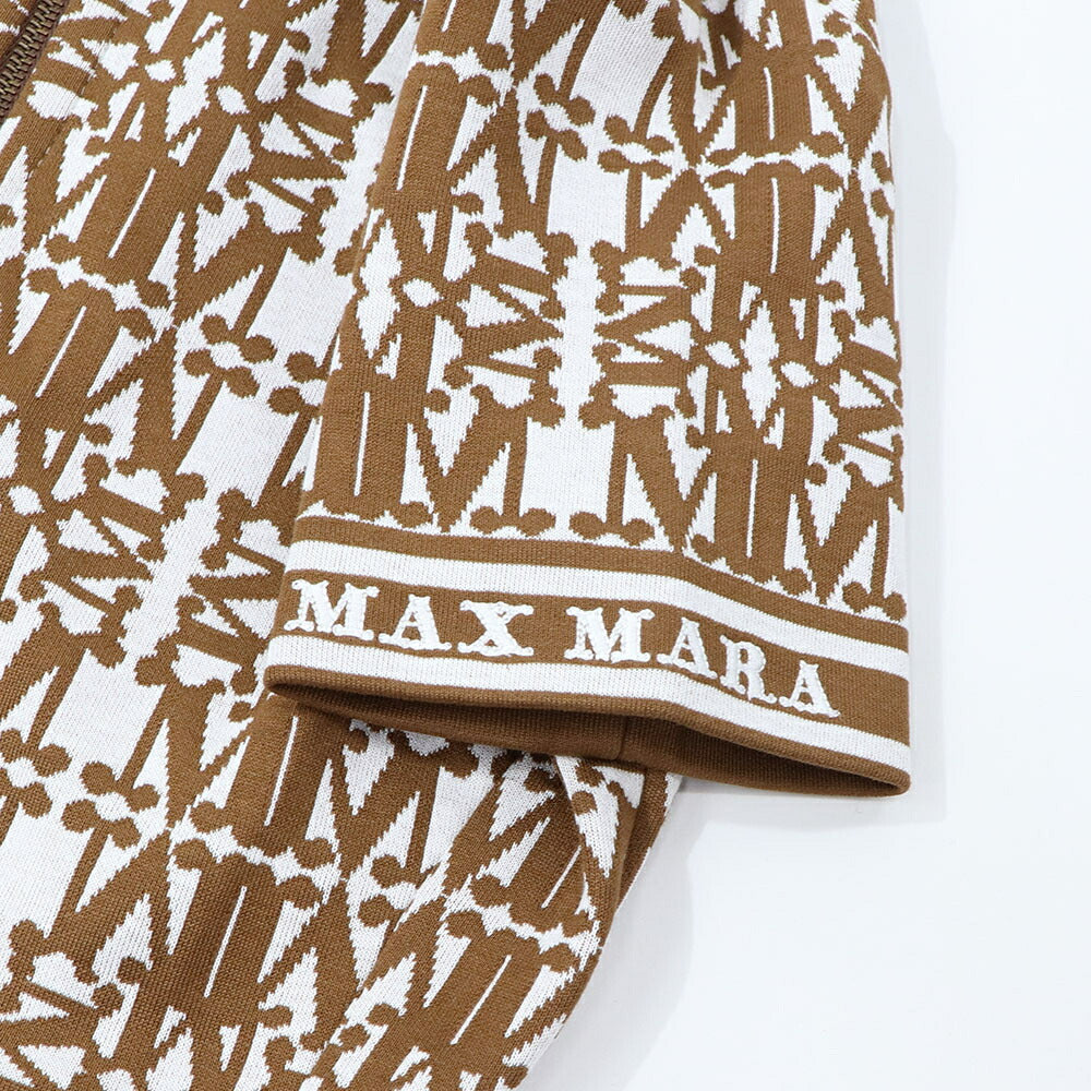 Max Mara ワンピース ホワイト×ブラウン 半袖 ロングワンピース ロゴ 16210132