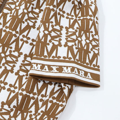Max Mara ワンピース ホワイト×ブラウン 半袖 ロングワンピース ロゴ 16210132