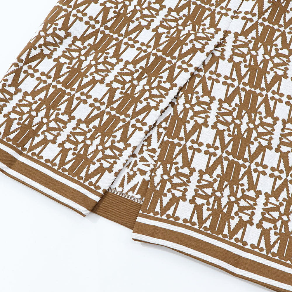 Max Mara ワンピース ホワイト×ブラウン 半袖 ロングワンピース ロゴ 16210132