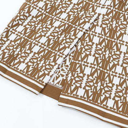 Max Mara ワンピース ホワイト×ブラウン 半袖 ロングワンピース ロゴ 16210132