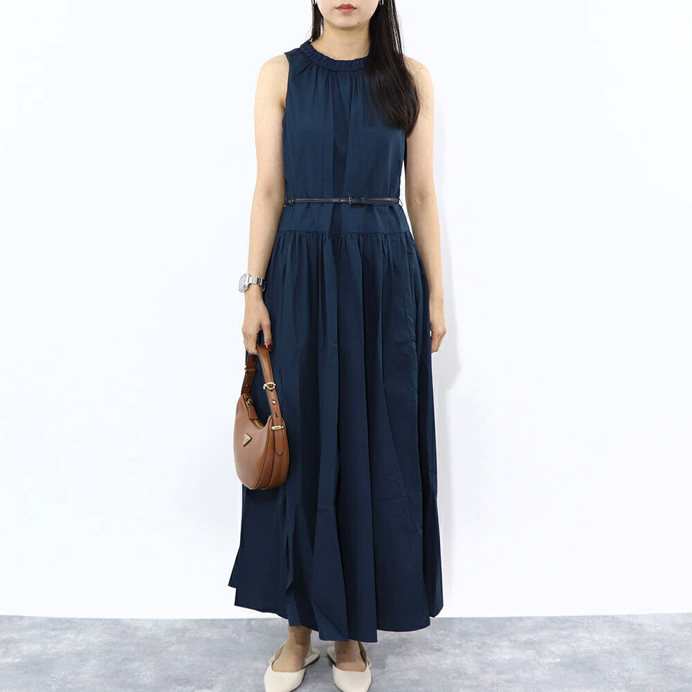Max Mara ワンピース ネイビー Aライン ベルト付き 19221053