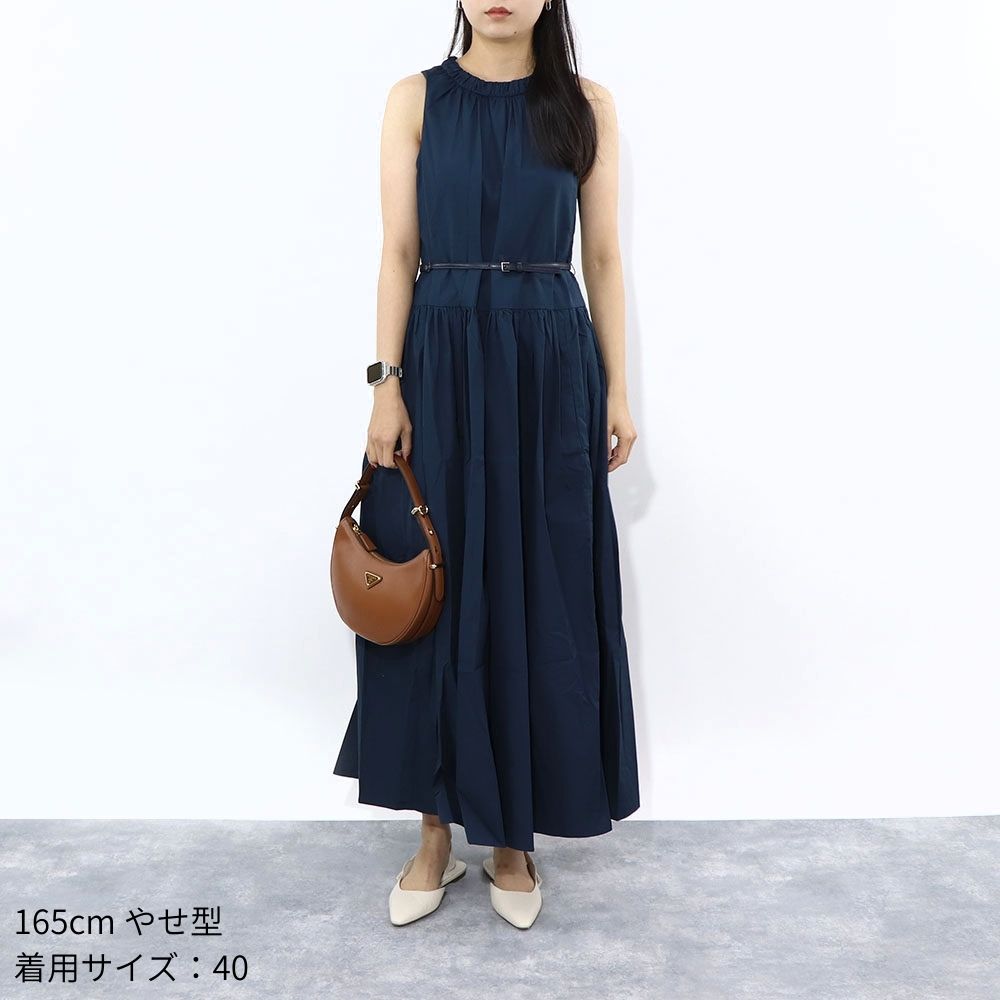 Max Mara ワンピース ネイビー Aライン ベルト付き 19221053