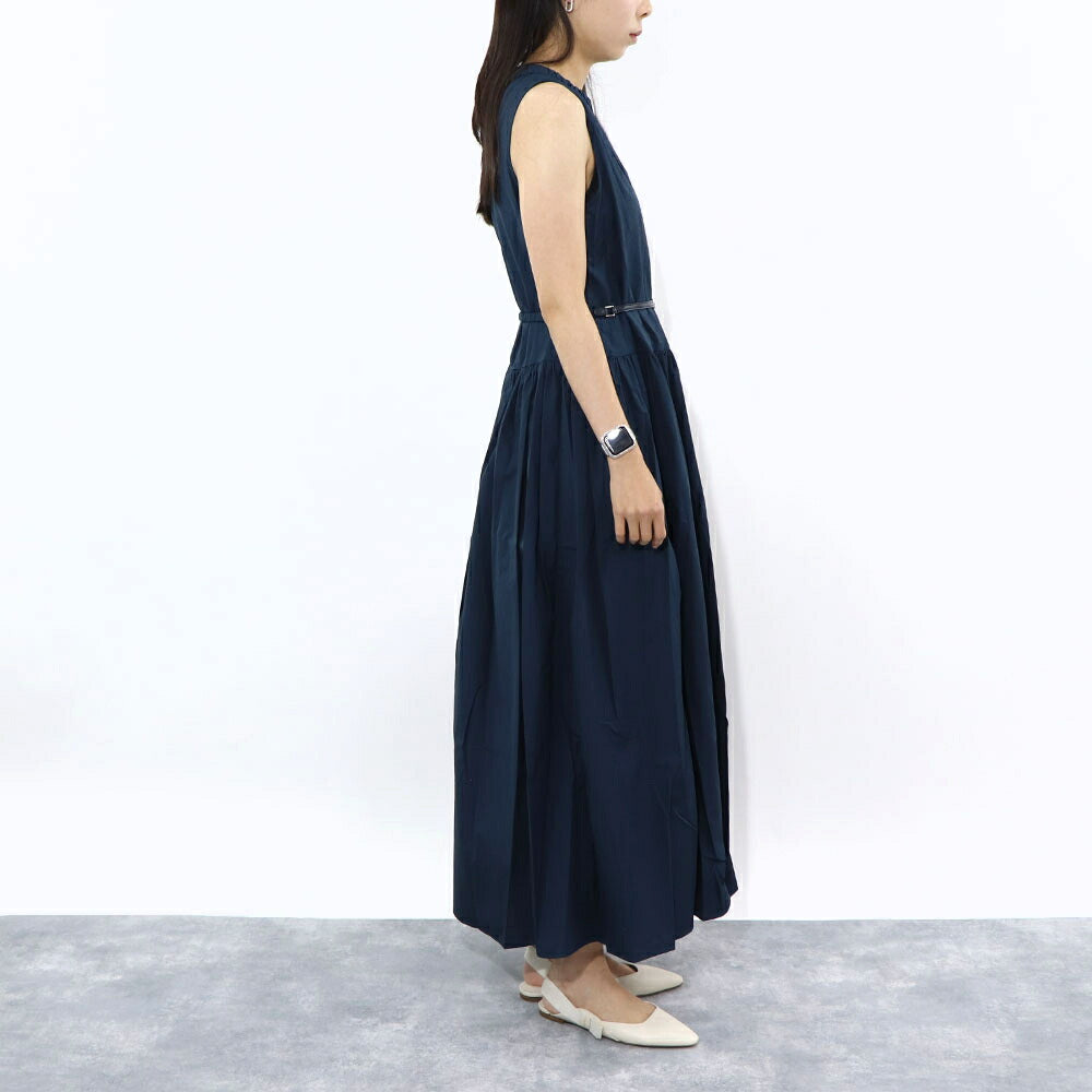 Max Mara ワンピース ネイビー Aライン ベルト付き 19221053