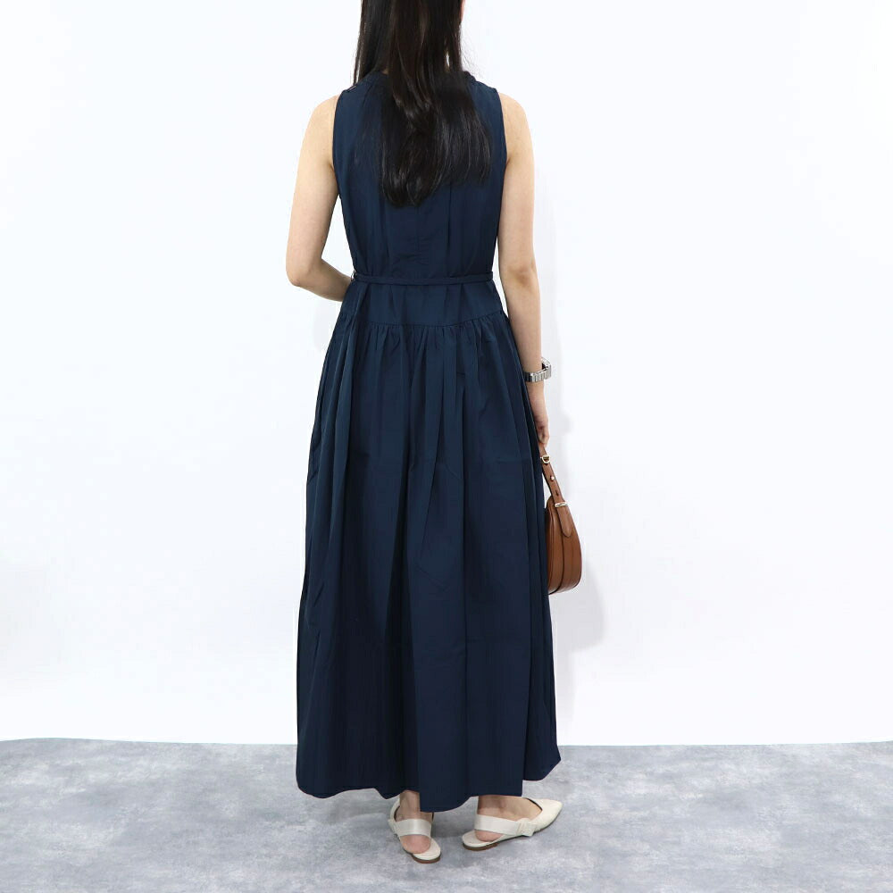 Max Mara ワンピース ネイビー Aライン ベルト付き 19221053