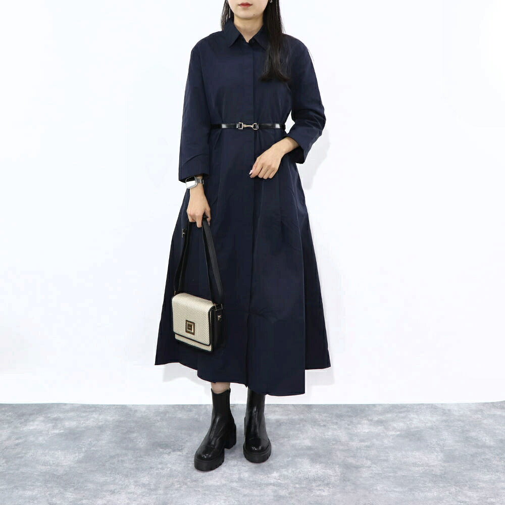 Max Mara ネイビー Ａライン シャツワンピース 19221081