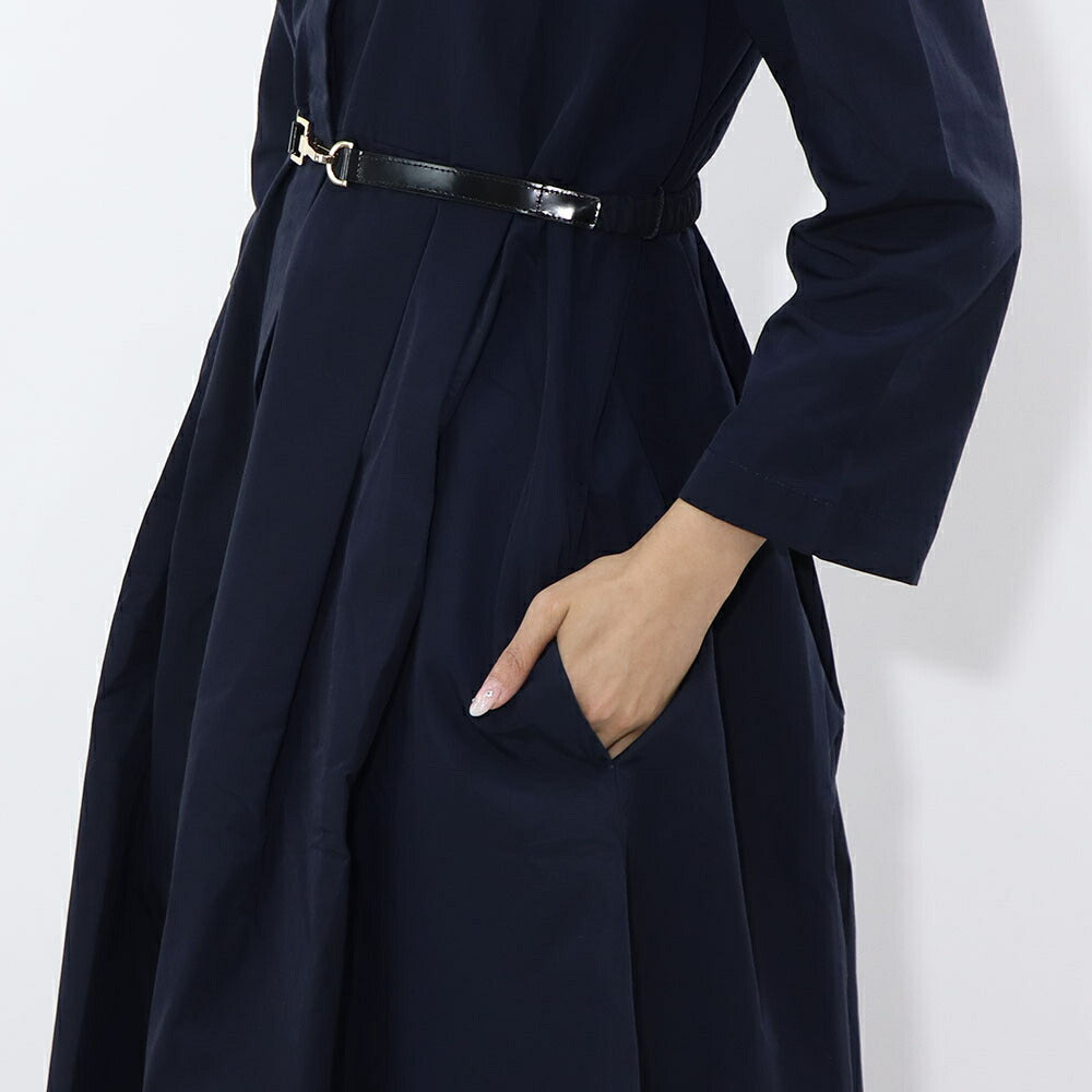 Max Mara ネイビー Ａライン シャツワンピース 19221081
