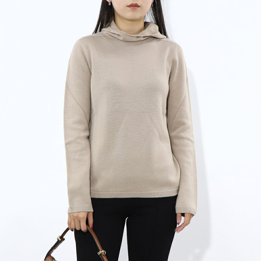 Max Mara ニット ベージュ フード付き 無地