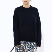 Max Mara ニット ネイビー クルーネック シンプル ニット セーター 19361091