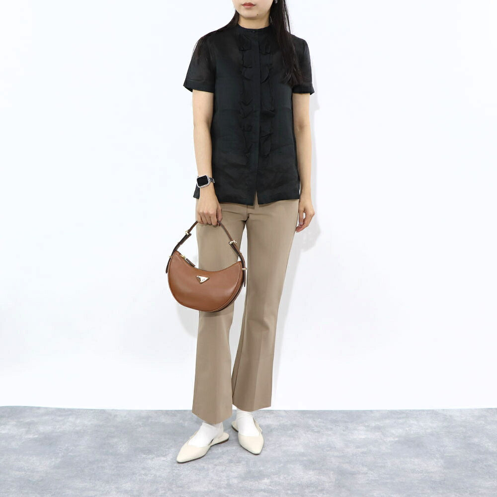 Max Mara ブラウス ブラック ラミー シアー フリル 62610231