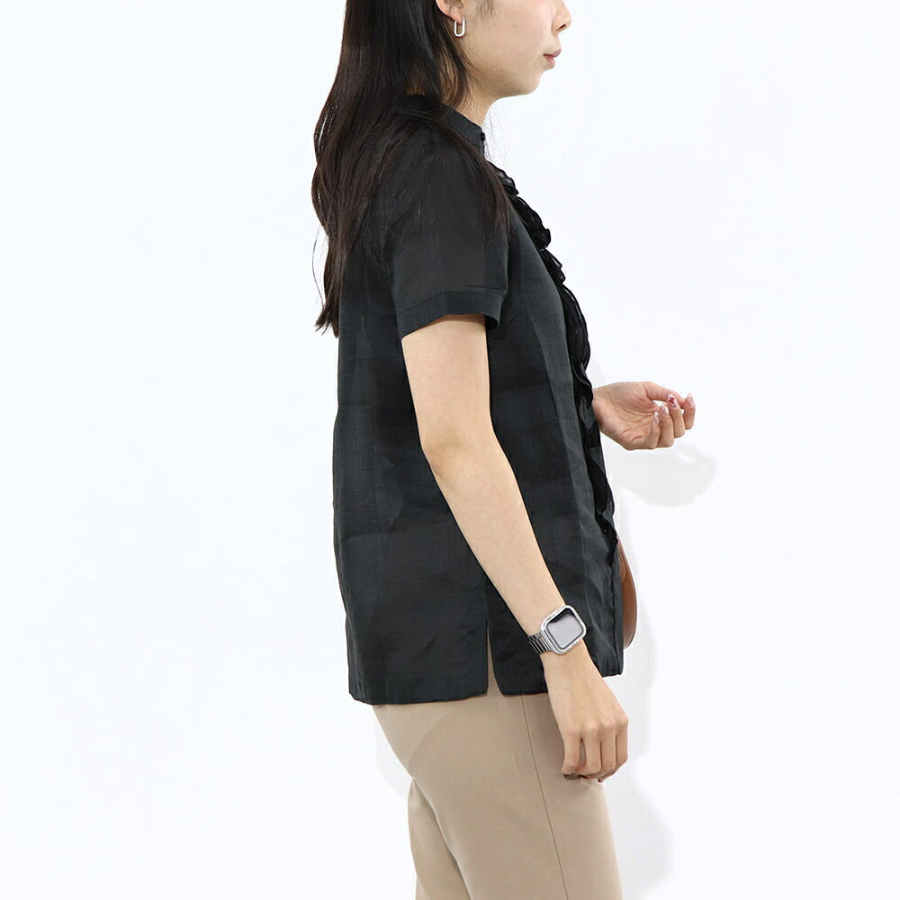 Max Mara ブラウス ブラック ラミー シアー フリル 62610231