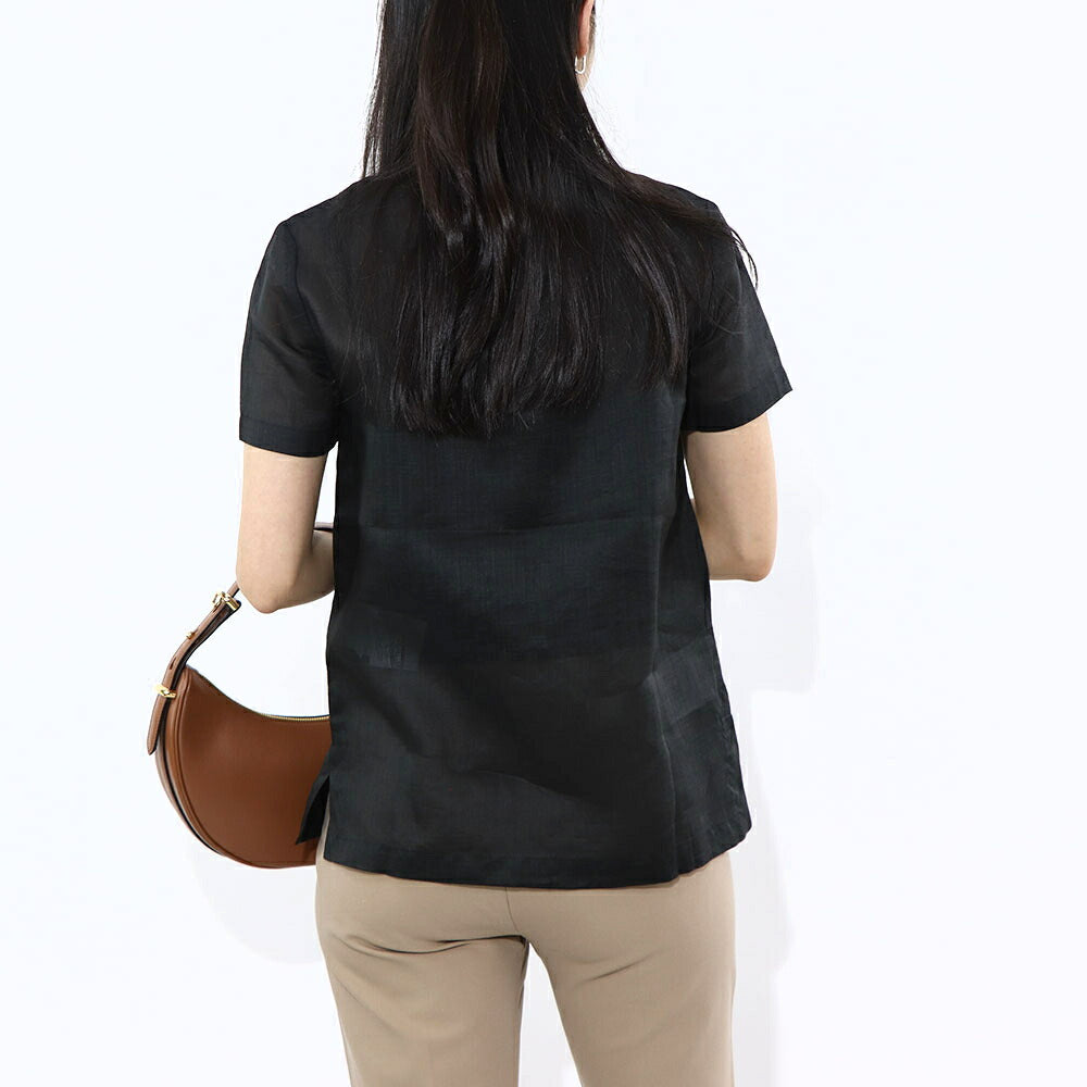 Max Mara ブラウス ブラック ラミー シアー フリル 62610231