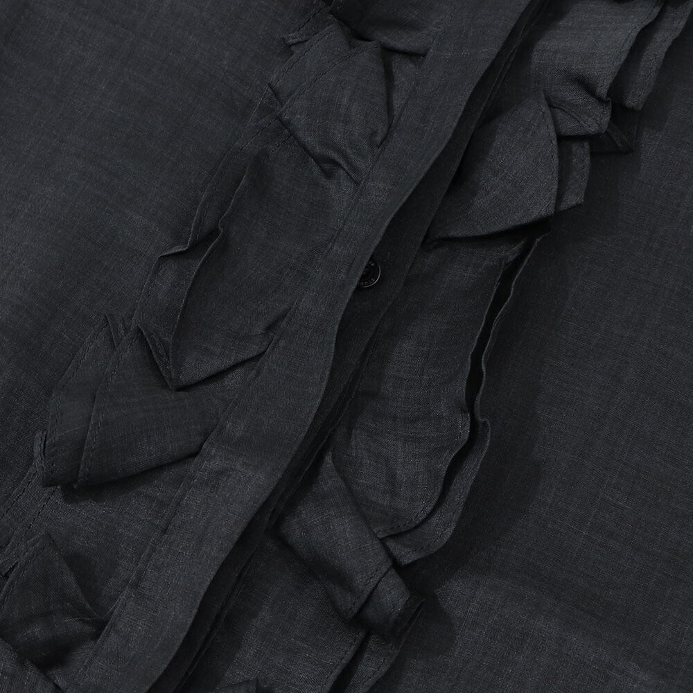 Max Mara ブラウス ブラック ラミー シアー フリル 62610231