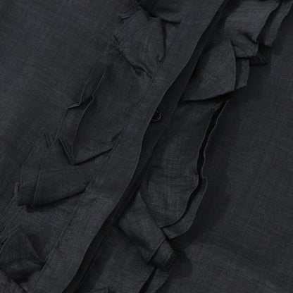 Max Mara ブラウス ブラック ラミー シアー フリル 62610231