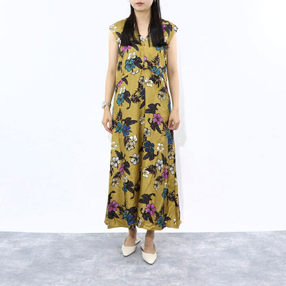 Max Mara ワンピース マスタード シルク 花柄 Vネック 92211832